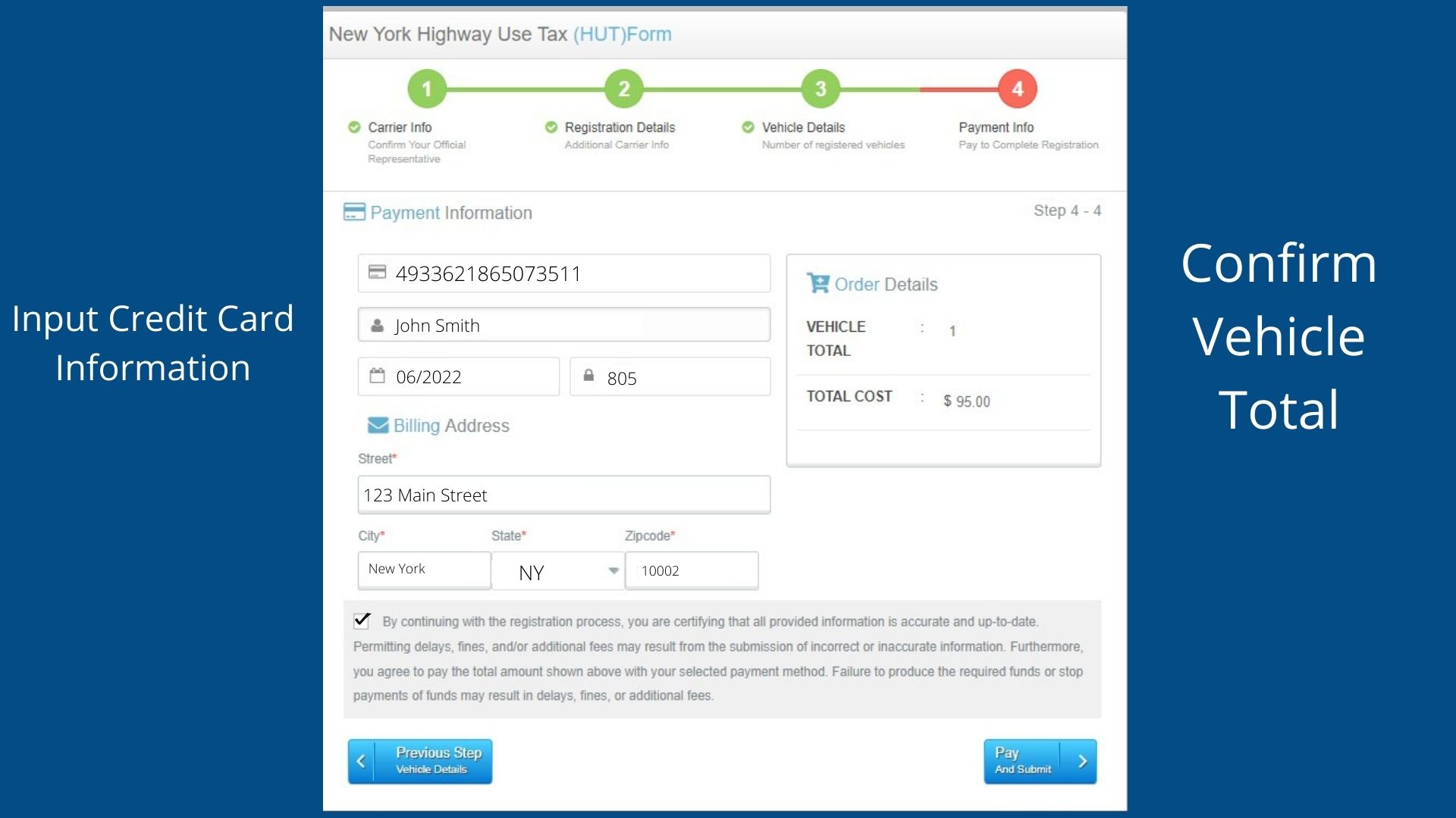 Screenshots of the Payment Process